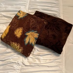 2 Warm Snuggle Throw Blankets in Rich Fall Colors and Patterns